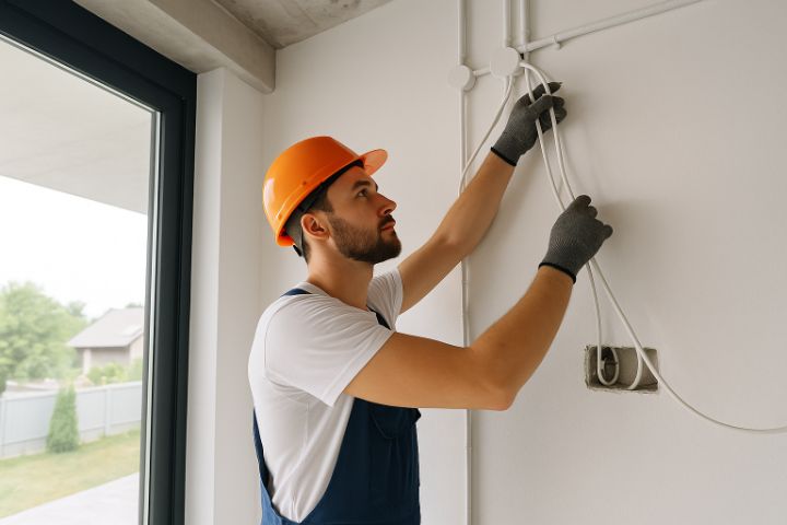 Ilustrație pentru Tras cabluri electrice în Moșnița Nouă – Electro Octavian